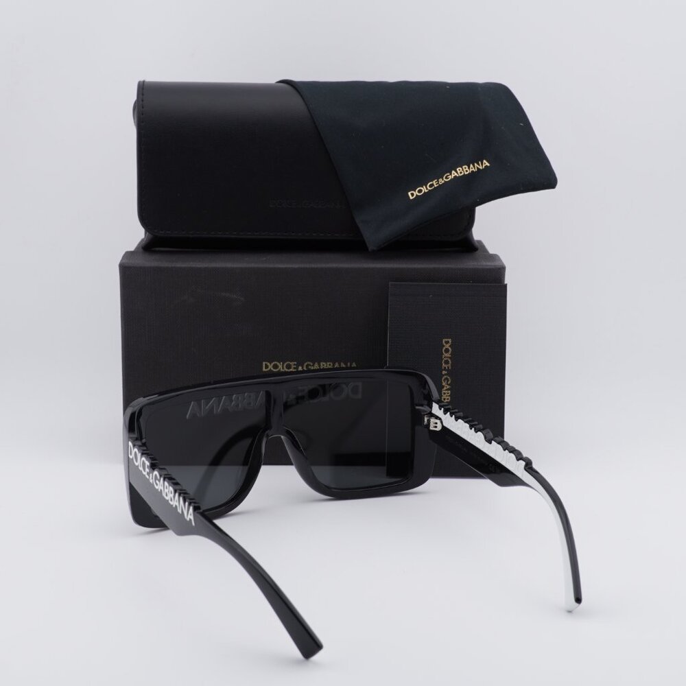 Dolce & Gabbana DG6204 L50187 Shield Sunglasses - Shiny Black/Grey - Picture 8 of 8